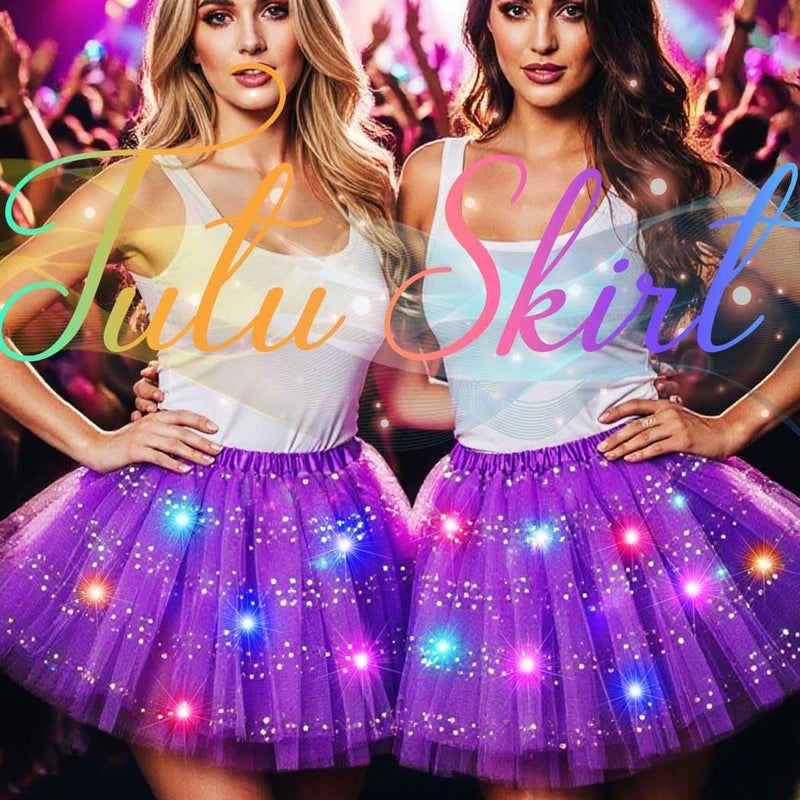 Nicute Light Up Tutu Led Layered Tulle Tutus Skirt for Women - Image 4